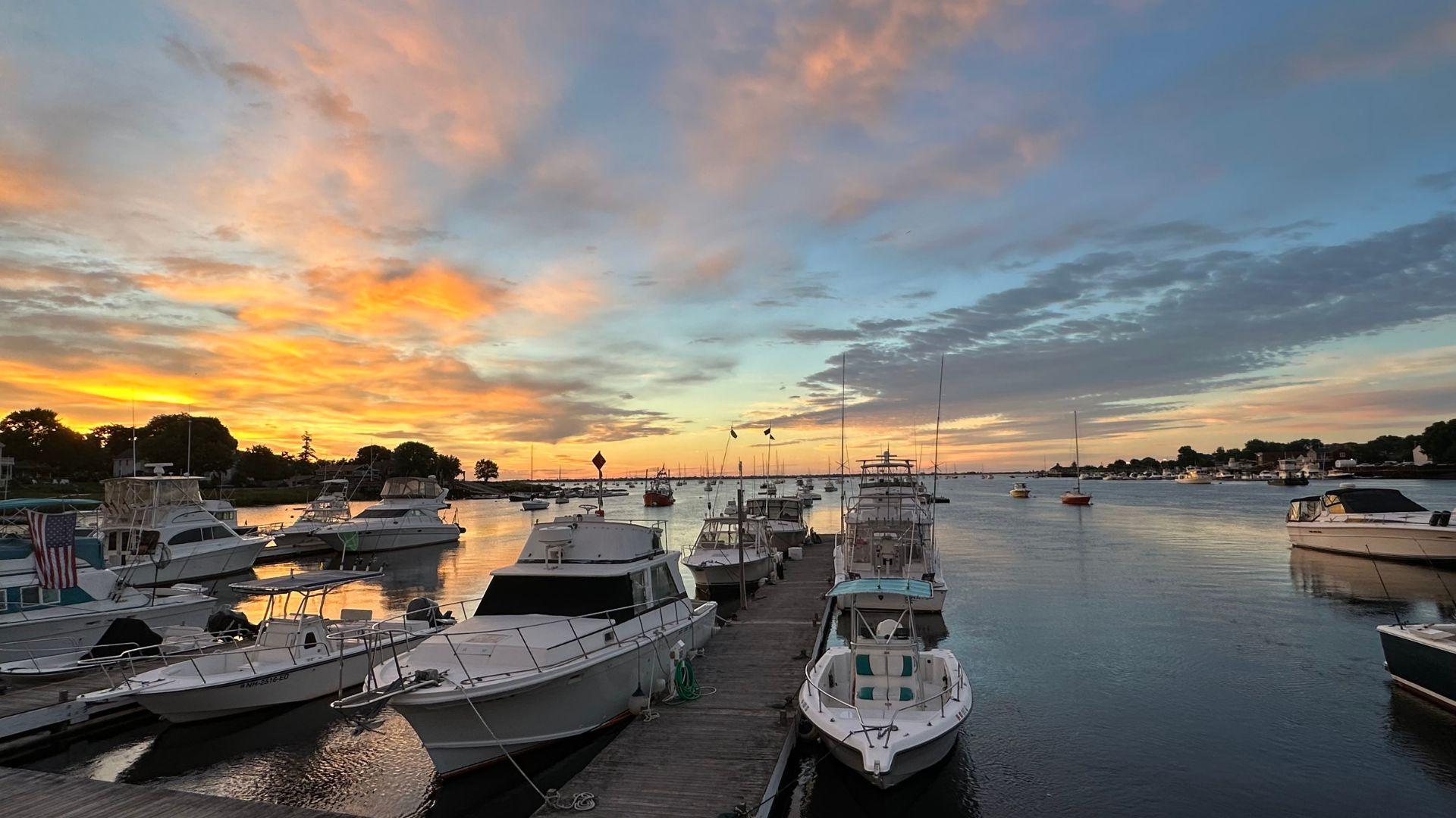 Waterfront bar at night